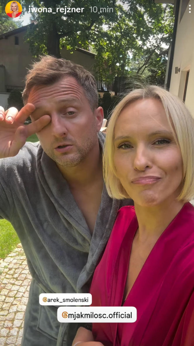 M jak miłość nowy sezon. Dorota (Iwona Rejzner), Bartek (Arkadiusz Smoleński) na planie