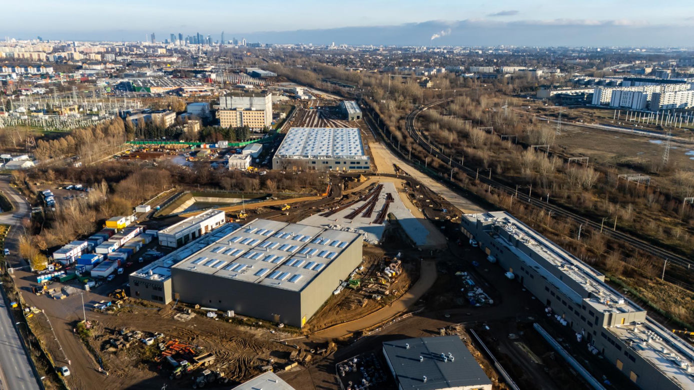 Budowa STP (stacji techniczno-postojowej) Karolin w grudniu 2024