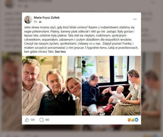 Maria Frycz-Żółtek pożegnała na FB Jana Frycza