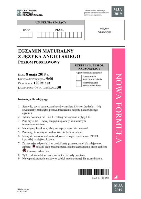 Matura 2019 - język angielski