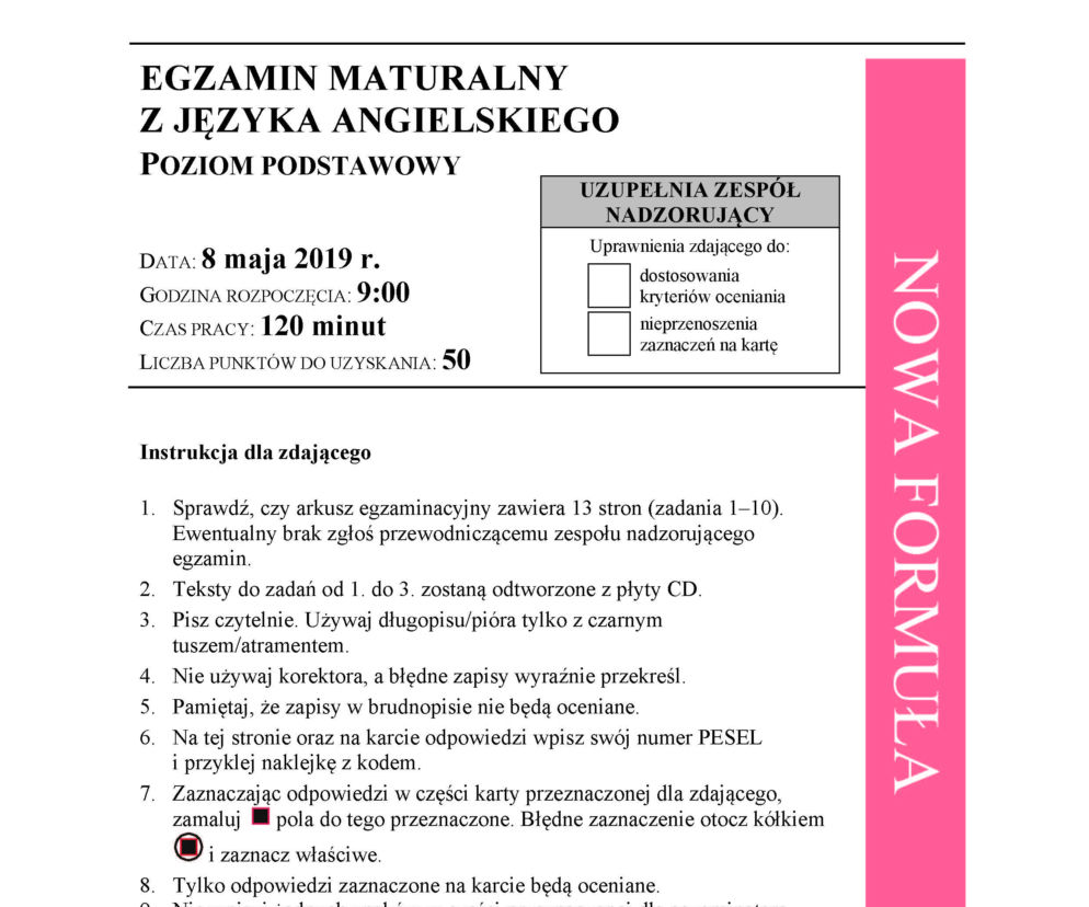 Matura 2019 - język angielski