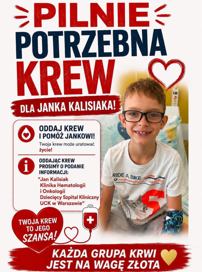 zbiórka krwi dla Janka z Siedlec
