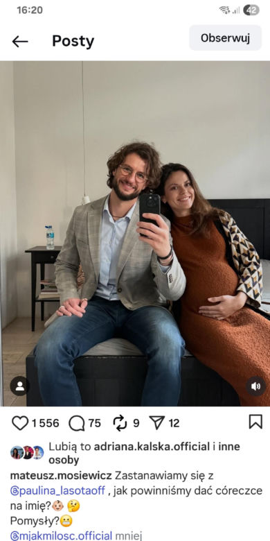 M jak miłość na planie Mariusz (Mateusz Mosiewicz), Kasia (Paulina Lasota)