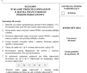 EGZAMIN GIMNAZJALNY 2014 FRANCUSKI: ARKUSZE, ODPOWIEDZI, ROZWIĄZANIA