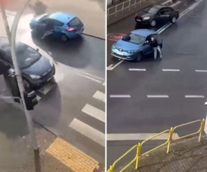 Sceny jak z GTA w Piekarach Śląskich. Kierowca ruszył z mężczyzną na aucie!