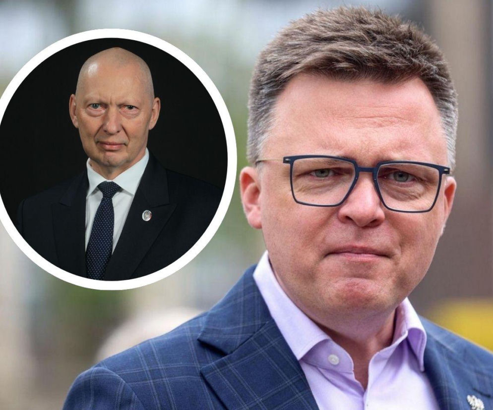 Szymon Hołownia o poważnym wyrazie twarzy. Na miniaturze gen. Mirosław Różański. O pożegnaniu przeczytasz na SE Polityka.
