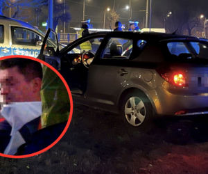 Zwiewał peugeotem przez pół miasta. Policjanci ranni