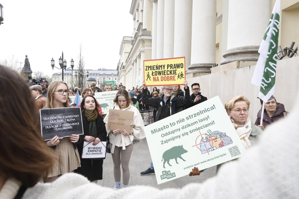 Warszawa. Protest w obronie dzików