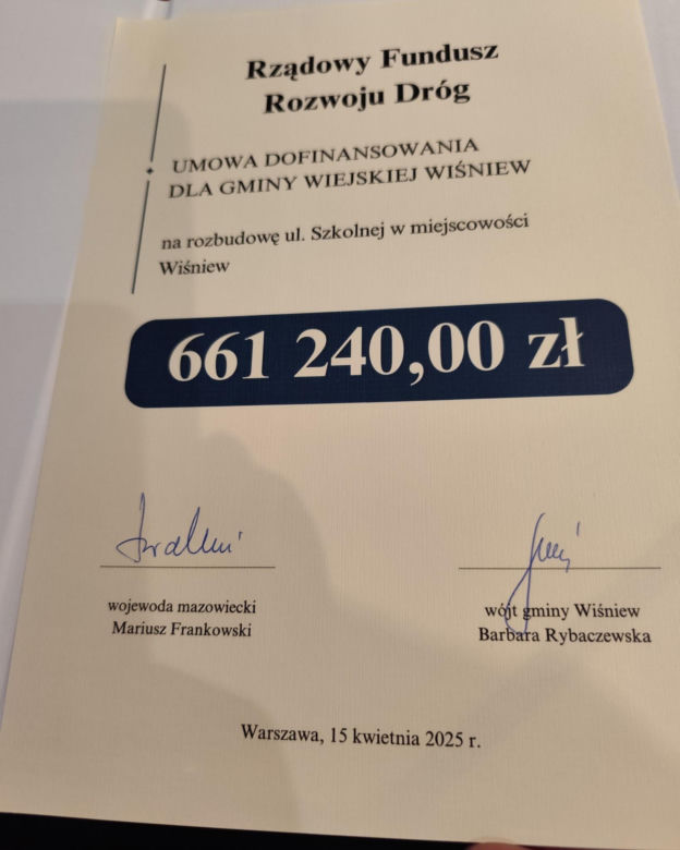 Niemal 700 tys. zł dofinansowania na remont ul. Szkolnej w Wiśniewie 