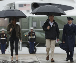 Melania Trump w szpilkach leci oglądać skutki powodzi