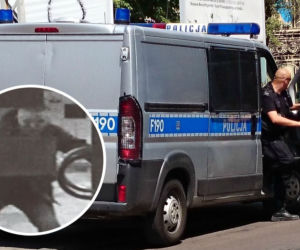 ŁÓDŹ: Nie mógł dostać się do bankomatu, więc kopnął w drzwi i je uszkodził. Widzieliście go?