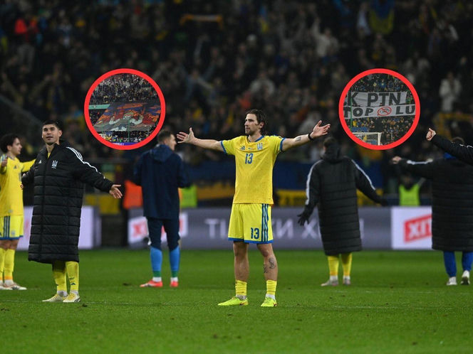 Transparenty na meczu Ukraina - Islandia w Warszawie