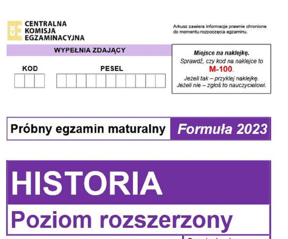 Próbna matura historia 2026. Arkusze i odpowiedzi CKE