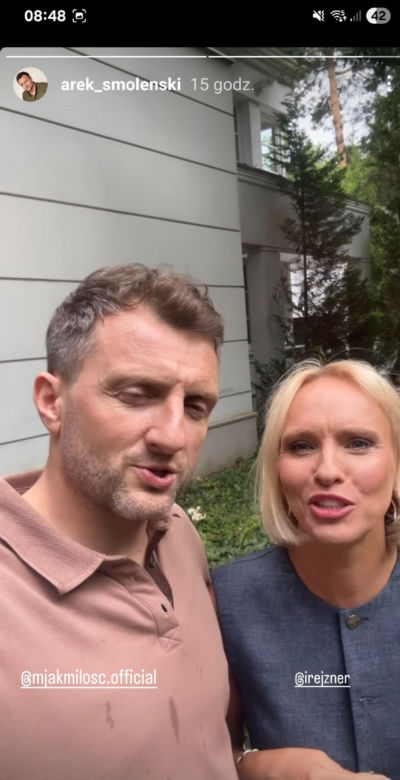 M jak miłość nowy sezon. Bartek (Arkadiusz Smoleński), Dorota (Iwona Rejzner) na planie
