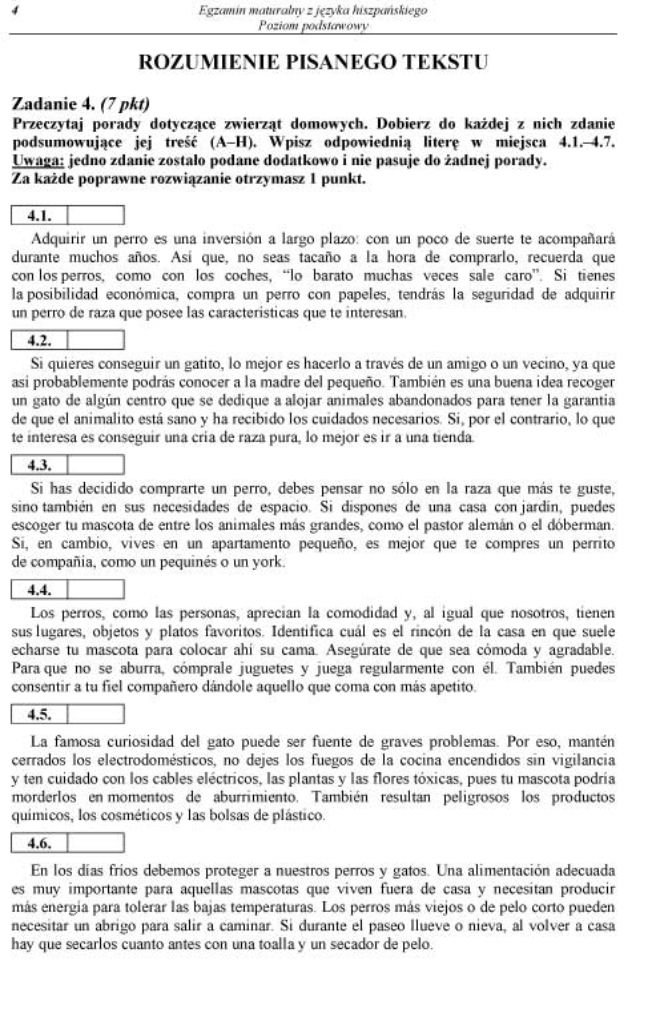 Matura 2012 hiszpański podstawowy 