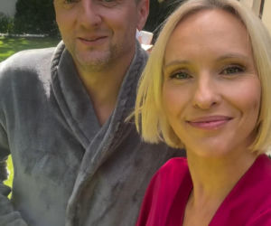 M jak miłość nowy sezon. Dorota (Iwona Rejzner), Bartek (Arkadiusz Smoleński) na planie