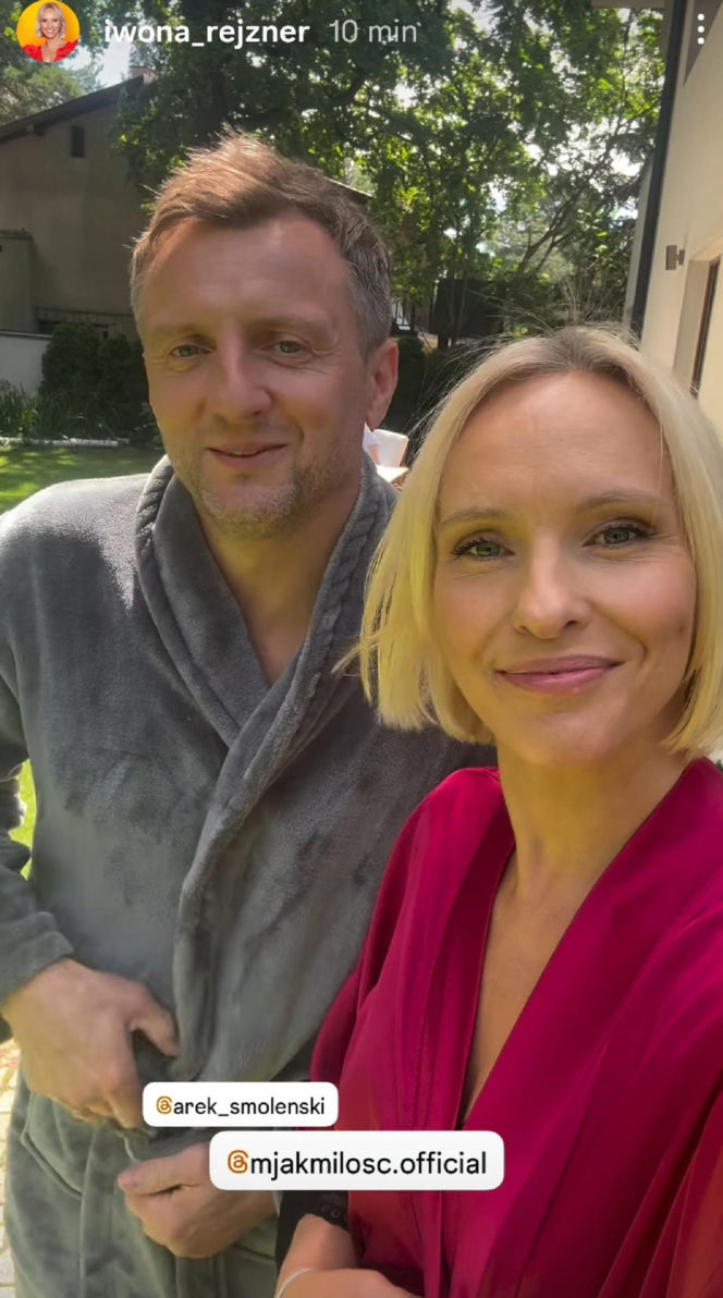 M jak miłość nowy sezon. Dorota (Iwona Rejzner), Bartek (Arkadiusz Smoleński) na planie