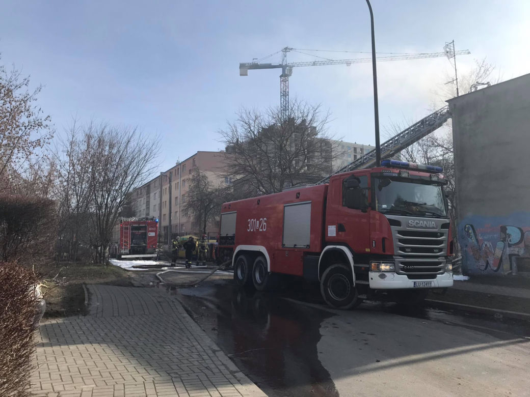 Pożar przy ul. Wrońskiej w Lublinie