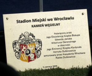 Uroczystość wmurowania kamienia węgielnego pod stadion we Wrocławiu