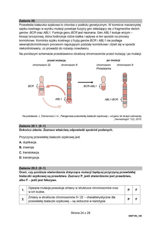 Biologia arkusze MATURA 2024 rozszerzenie FORMUŁA 2015