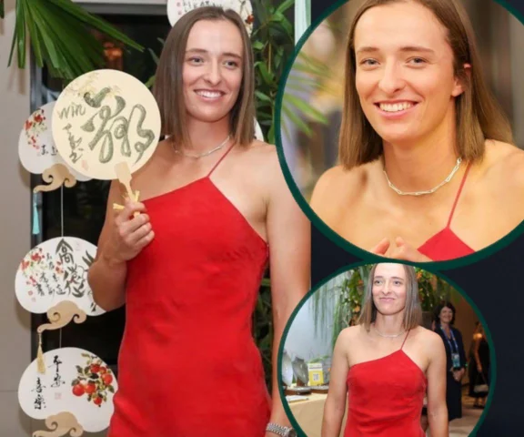 Zjawiskowa Iga w czerwieni!  Skradła show na imprezie w Wuhan 