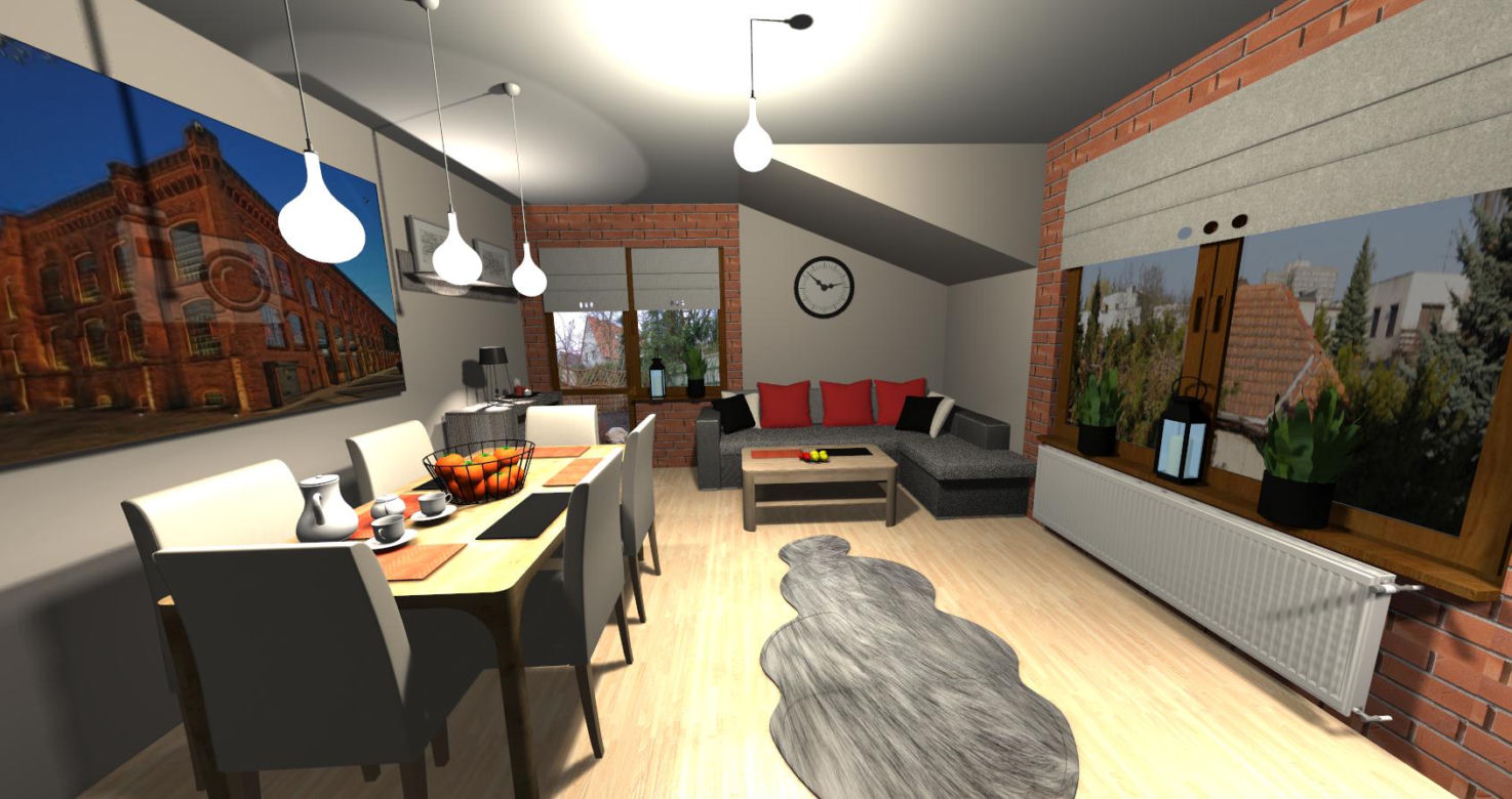 Salon w stylu industrialnym