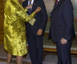Michelle Obama, Barack Obama i król Norwegii Harald