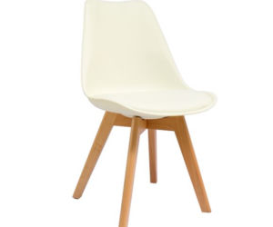 Kremowe, designerskie krzesło do jadalni