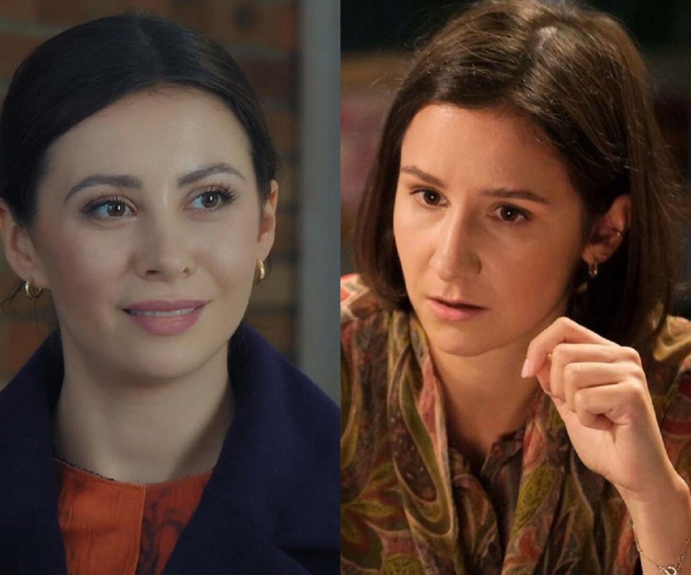 Podwójne ujęcie przedstawia dwie młode kobiety z serialu M jak miłość: Agnes (Amanda Mincewicz) uśmiecha się lekko w ciemnej marynarce, a Joanna (Dominika Sakowicz) zaniepokojona patrzy w bok. Zdjęcie ilustruje odcinek, gdzie Agnes odkrywa zamiary Joanny wobec Artura. Więcej o ich losach na Super Seriale.