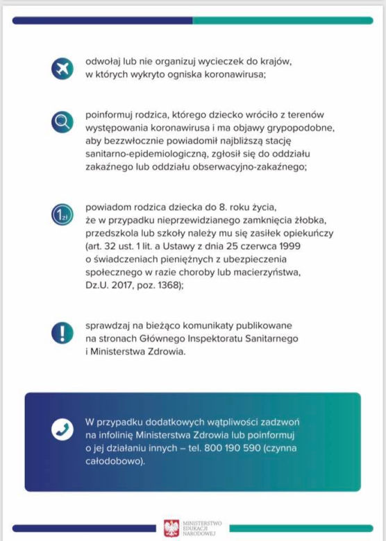 Rekomendacje Ministra Edukacji Narodowej dla dyrektorów przedszkoli, szkół i placówek oświatowych