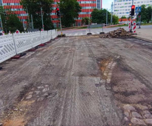Przedwojenne torowisko tramwajowe na ul. Emilii Plater