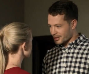 M jak miłość odc. 1107. Joanna (Barbara Kurdej-Szatan), Tomek (Andrzej Młynarczyk)