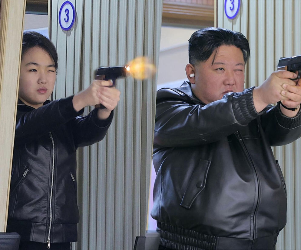 Korea Płn./ Przywódca Kim Dzong Un z 13-letnią córką testowali nowe pistolety