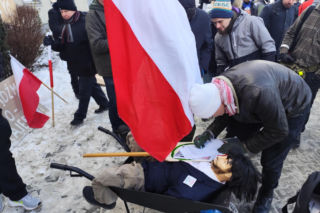 Protest przeciwko SCT w Krakowie