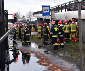  Miejsce zderzenia dwóch autobusów na ul. Gdańskiej w Szczecinie