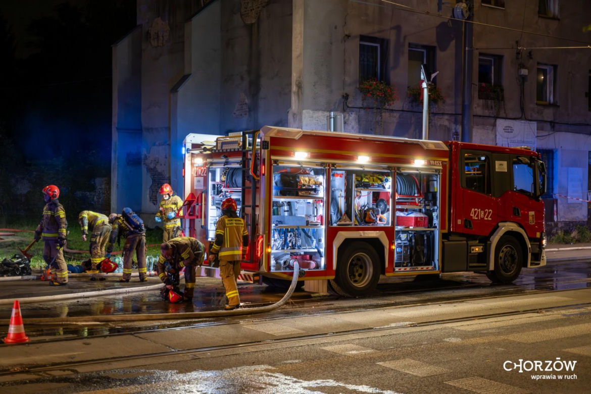 Pożar pustostanu w Chorzowie. 31-letni sprawca podpalenia usłyszał zarzuty