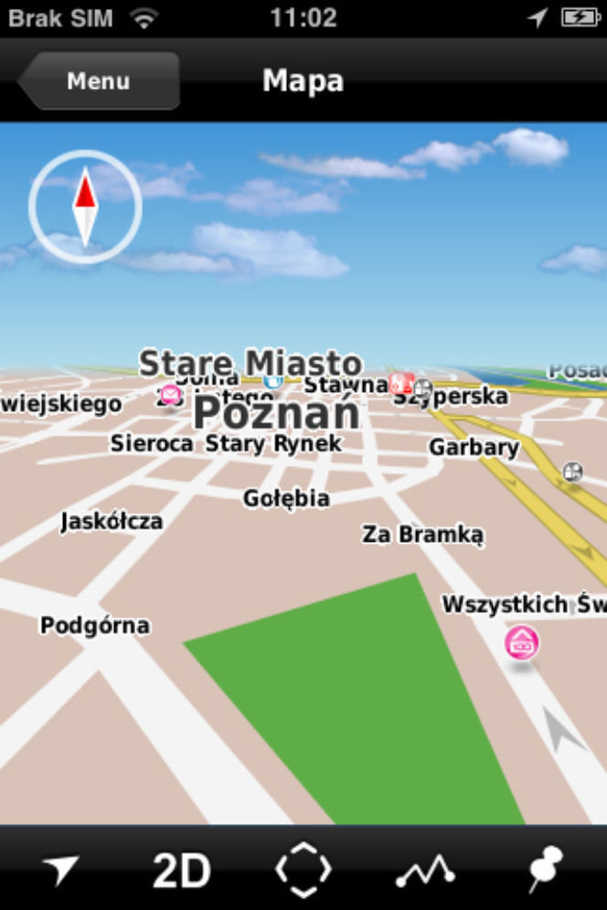 Mapa do nawigacji GPS na iPhone