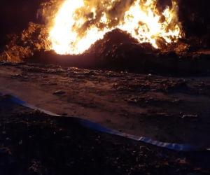Studzianki. Pożar hałdy śmieci w sortowni 5.06.2019