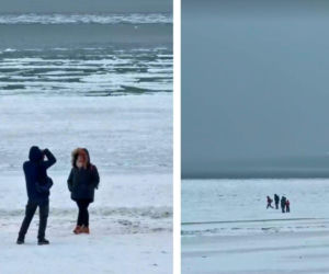 Takie aktywności mogą skończyć się tragedią. Lód nie zawsze jest wystarczająco gruby i stabilny