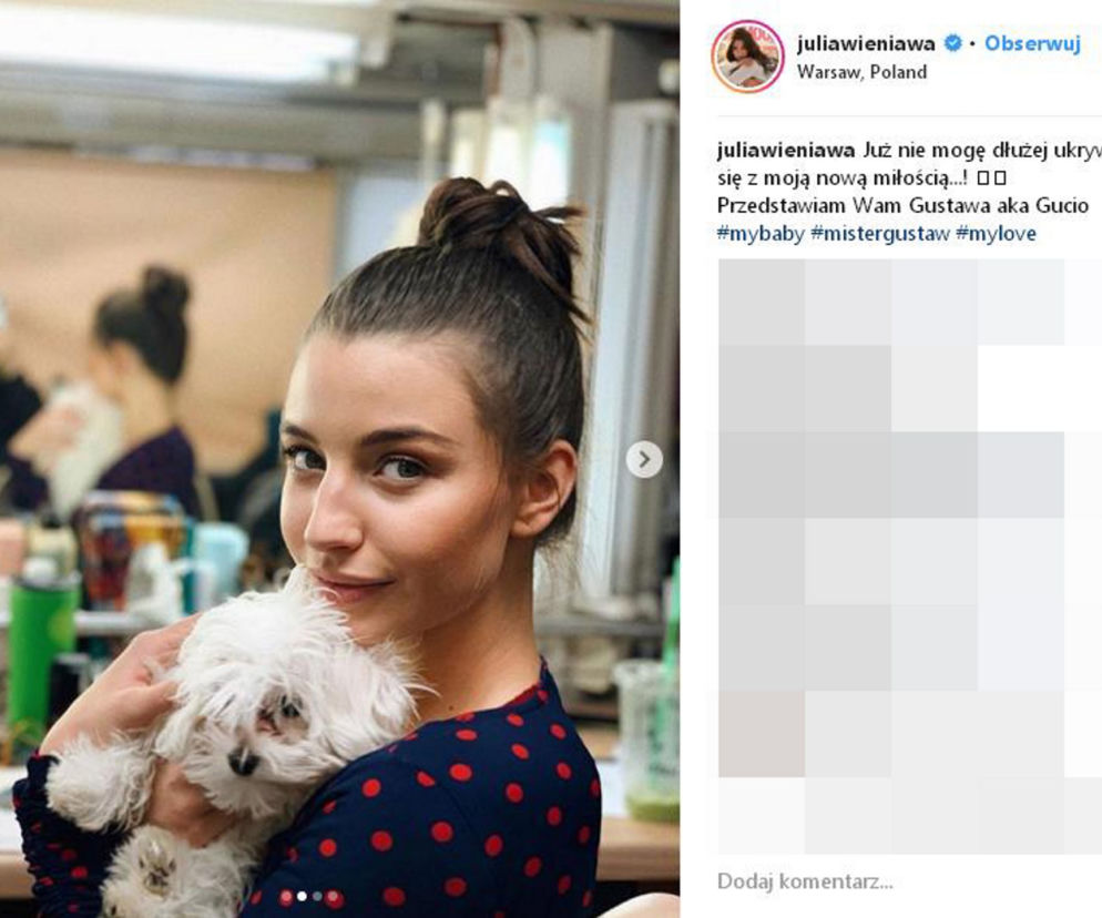 Julia Wieniawa ma nowego pieska Gustawa 