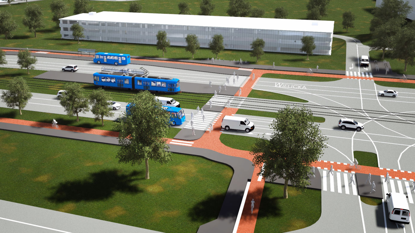 Wizualizacja trasy tramwajowej do krakowskich szpitali przy os. Rżąka 