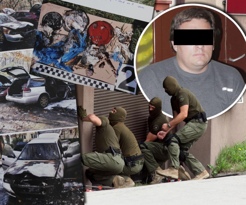 Antyterroryści pod garażem i zdjęcia spalonych aut. Na miniaturze Rafał K. O Rurabomberze z Krakowa czytaj w SE.