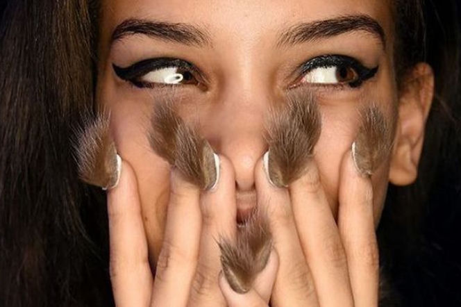 futrzane paznokcie, manicure