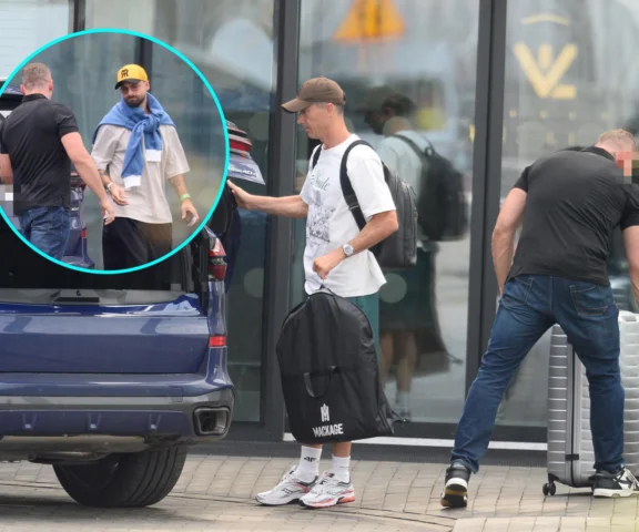 Lewandowskiemu na lotnisku towarzyszyła zaufana ekipa [FOTO]