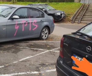 Akt wandalizmu w Sosnowcu. Na zaparkowanych samochodach pojawił się symbol pioruna i napis j...ać PiS. Prezydent mówi o prowokacji [ZDJĘCIA]