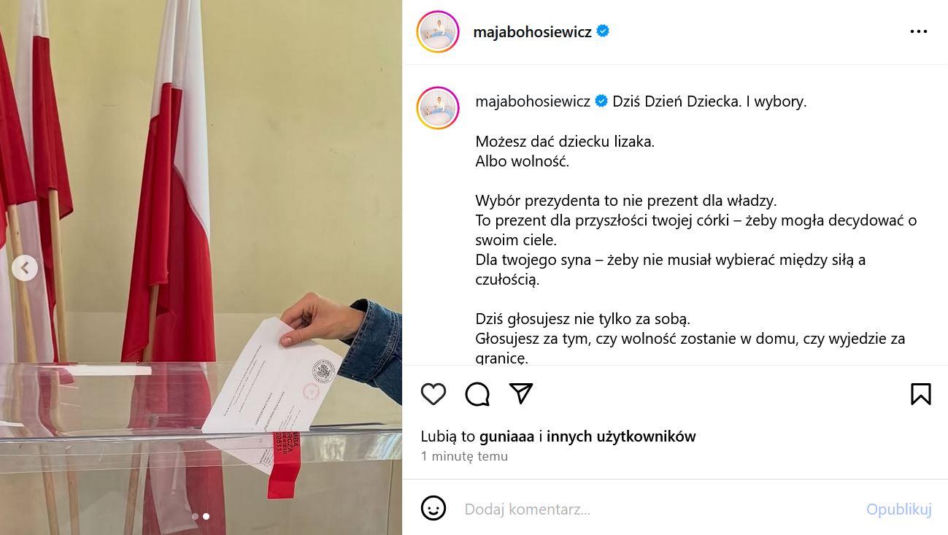 Wybory Prezydenckie 2025: Jak głosują Gwiazdy? Maja Bohosiewicz
