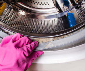 Nasącz obficie i włóż za kołnierz pralki. Wyssie z niej pleśń i smród. Czyszczenie pralki z pleśni