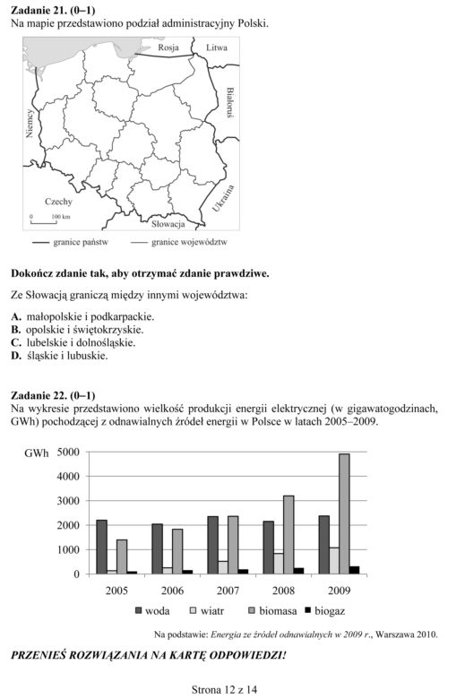 EGZAMIN GIMNAZJALNY 2013 PRZEDMIOTY PRZYRODNICZE - ARKUSZE, ODPOWIEDZI