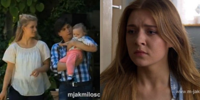 M jak miłość. Hania (Maja Marczak), Natalka (Marcjanna Lelek), Franek (Piotr Nerlewski), Ula (Iga Krefft)