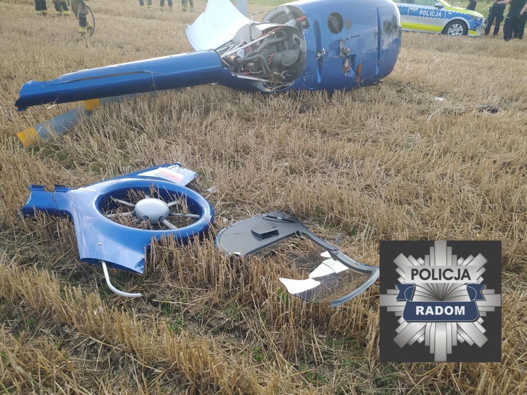 Wypadek śmigłowca na Mazowszu. Dwie osoby trafiły do szpitala
